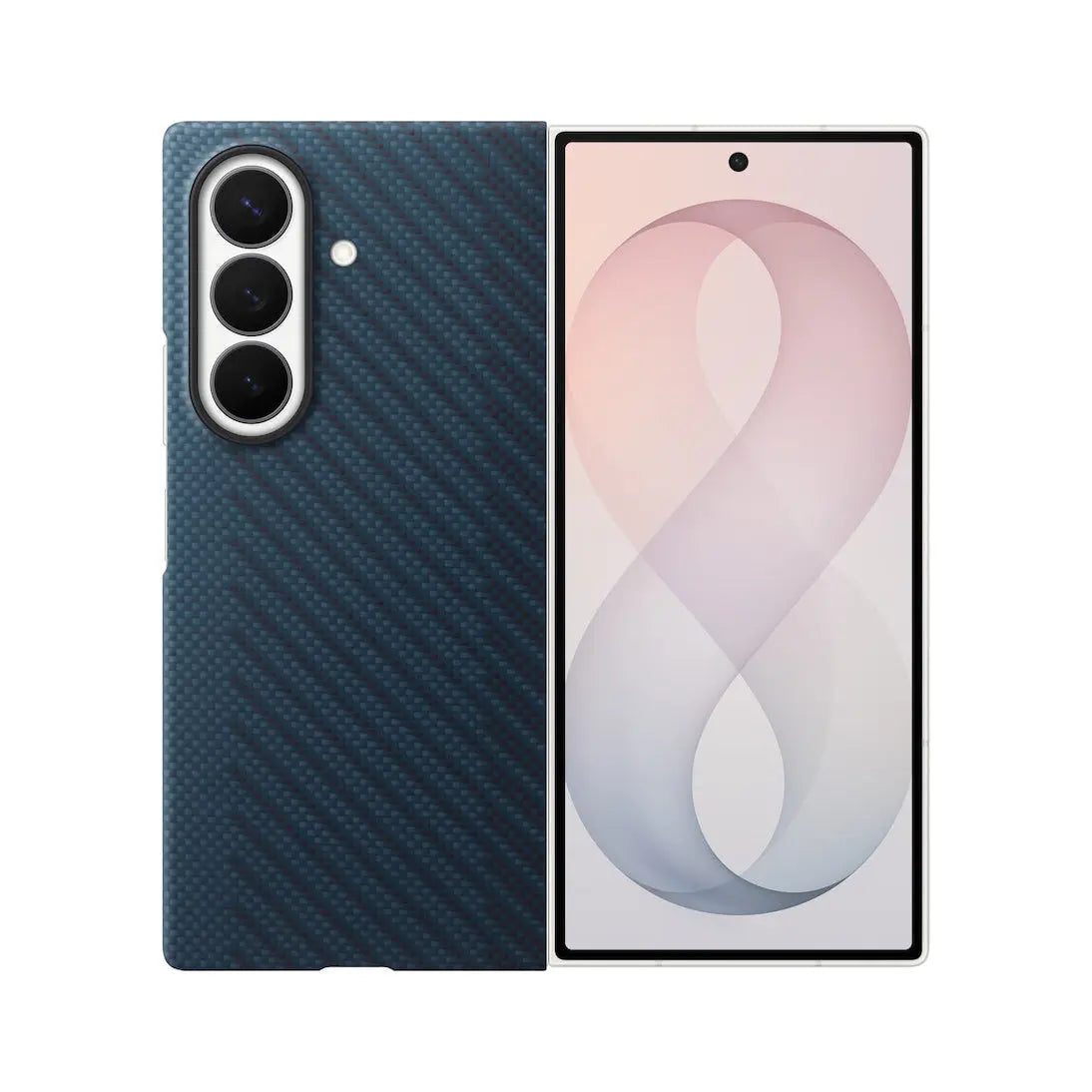 Samsung Galaxy Z Fold 8 Ultra Carbon Magnet Case in Blue, back and cover screen