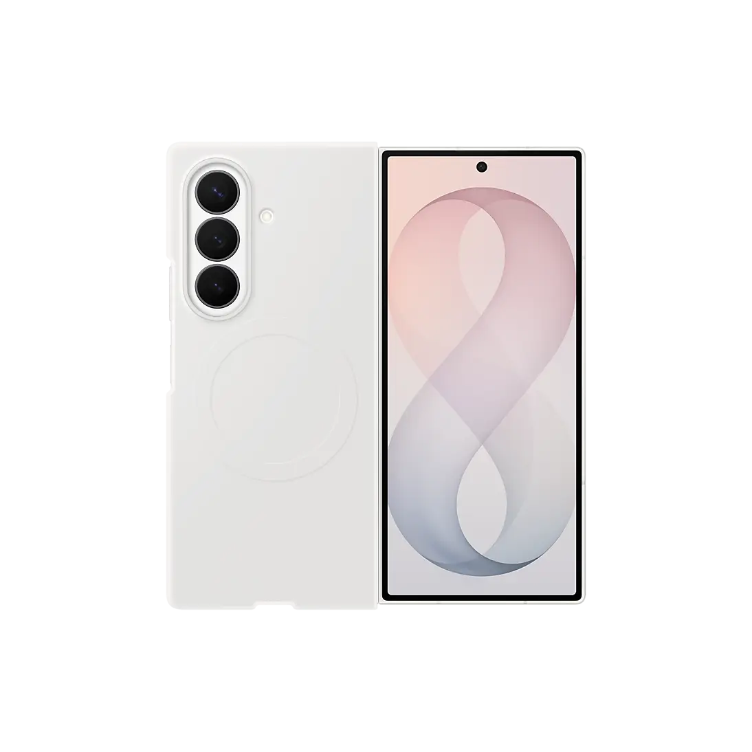 Samsung Galaxy Z Fold 8 Ultra Silicone Magnet Case in Cream, back and cover screen