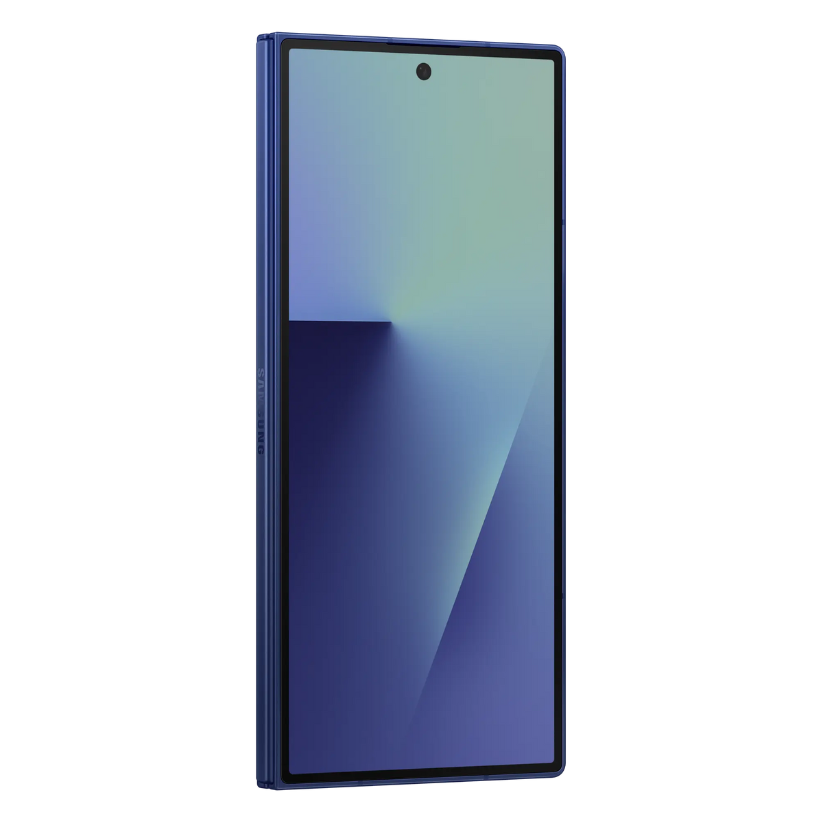 Samsung Galaxy Z Fold7 in Blue Shadow, cover screen at an angle