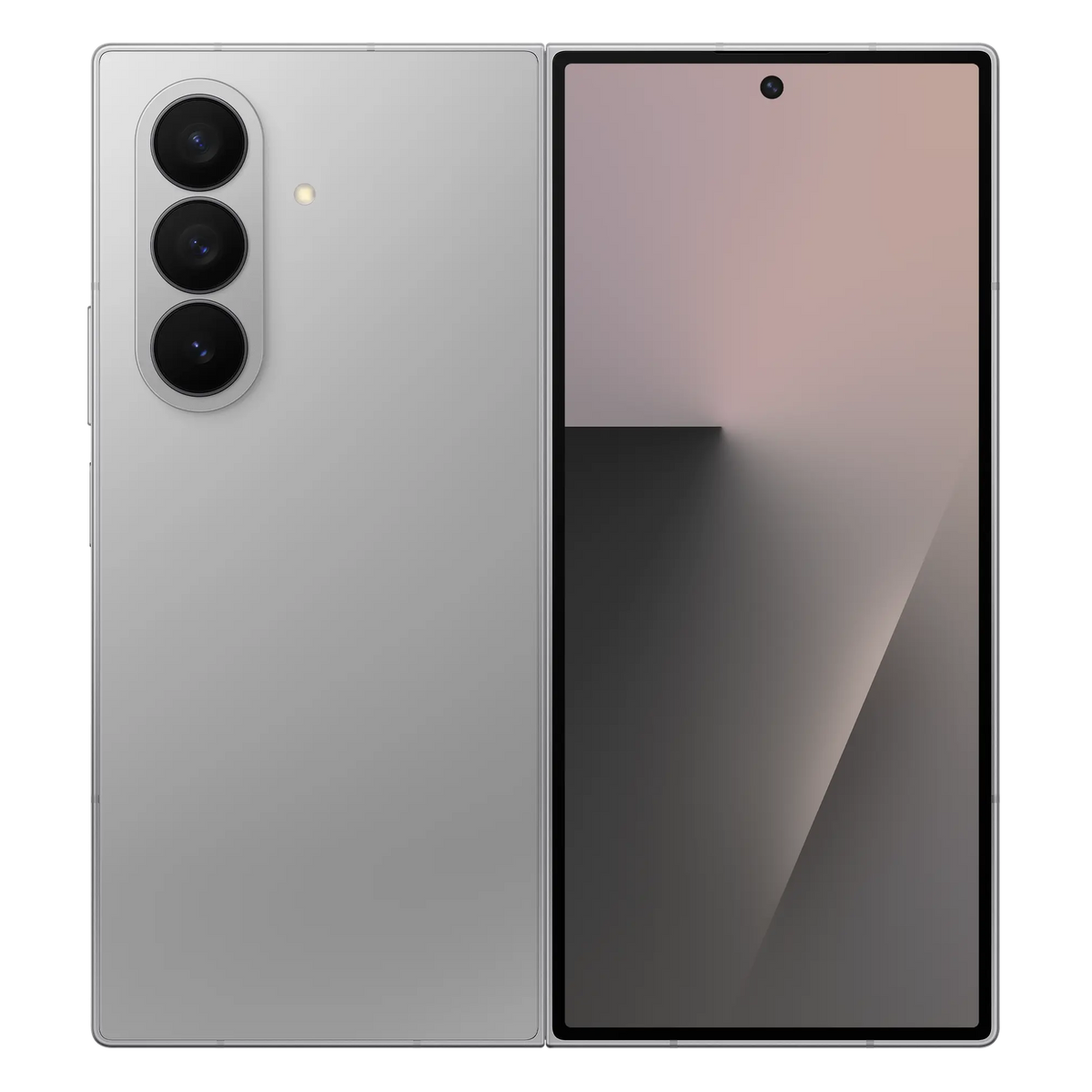 Samsung Galaxy Z Fold7 in Silver Shadow, back and cover screen side by side