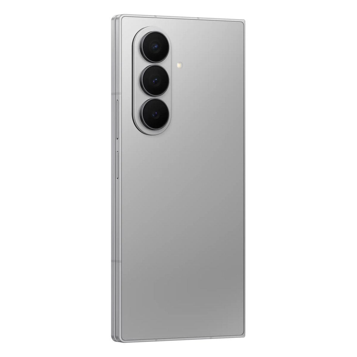 Samsung Galaxy Z Fold7 in Silver Shadow, back at an angle
