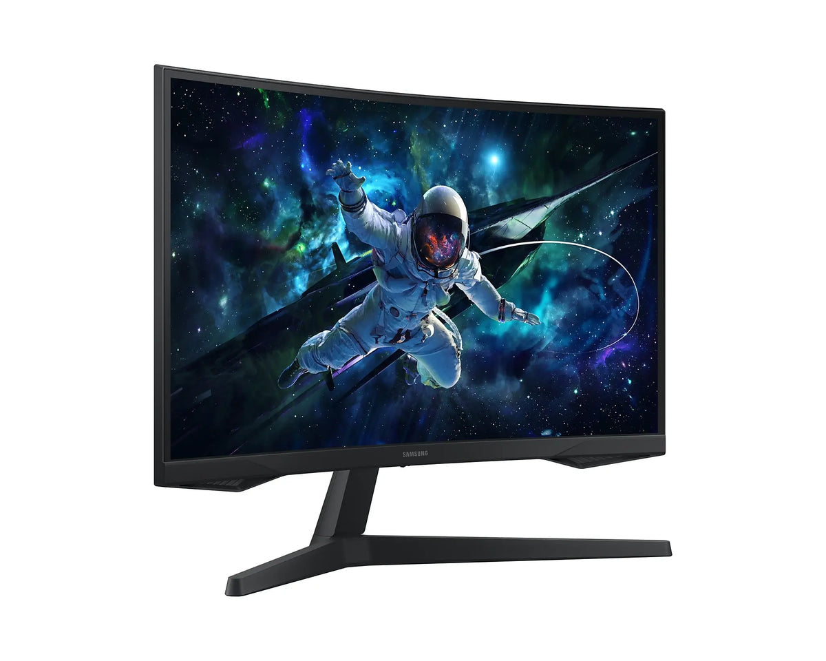Samsung Odyssey G5 G55C curved monitor front view angled from the left