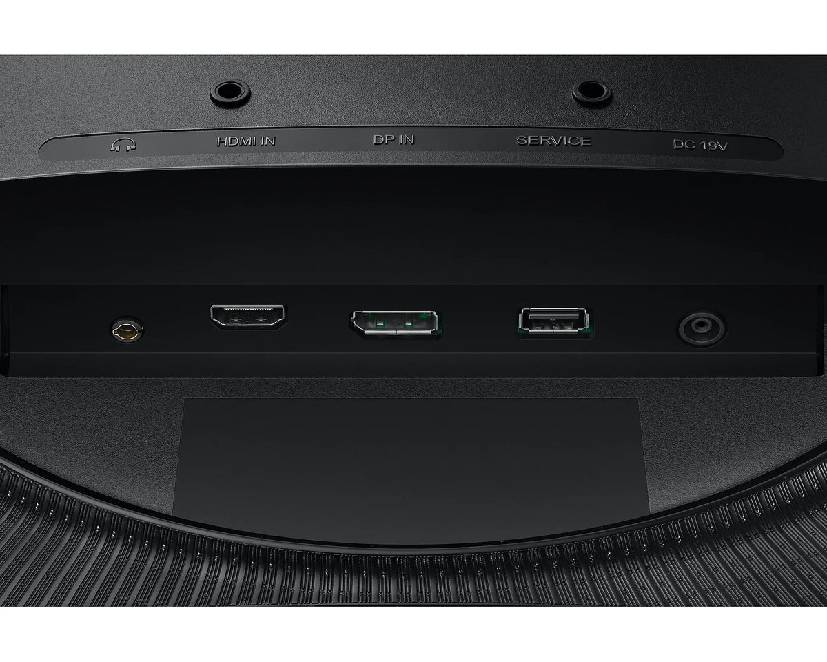 Samsung Odyssey G5 G55C rear ports HDMI DisplayPort and headphone output