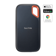 SanDisk Extreme Portable SSD front view with compatibility badges
