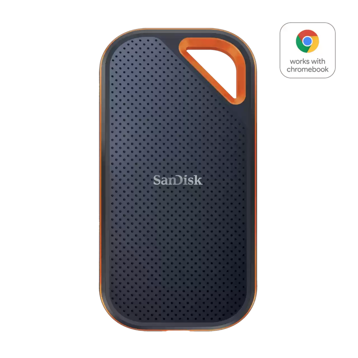 هارد سانديسك Extreme PRO Portable SSD V2 من الأمام مع شارة Works with Chromebook