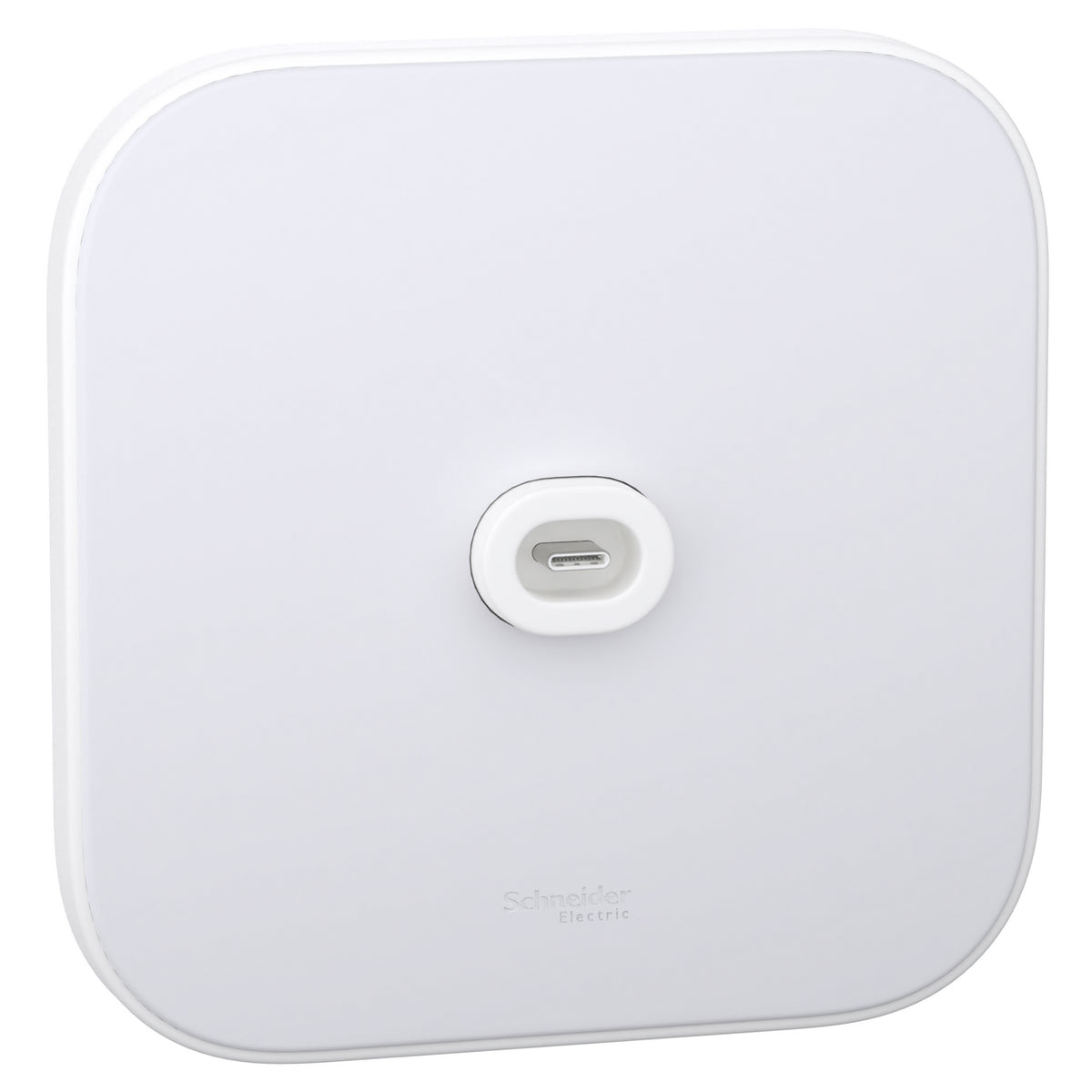 قاعدة تثبيت حائط Schneider Home Power Mount PoE Wired باللون الأبيض، منظر أمامي للوحة التثبيت