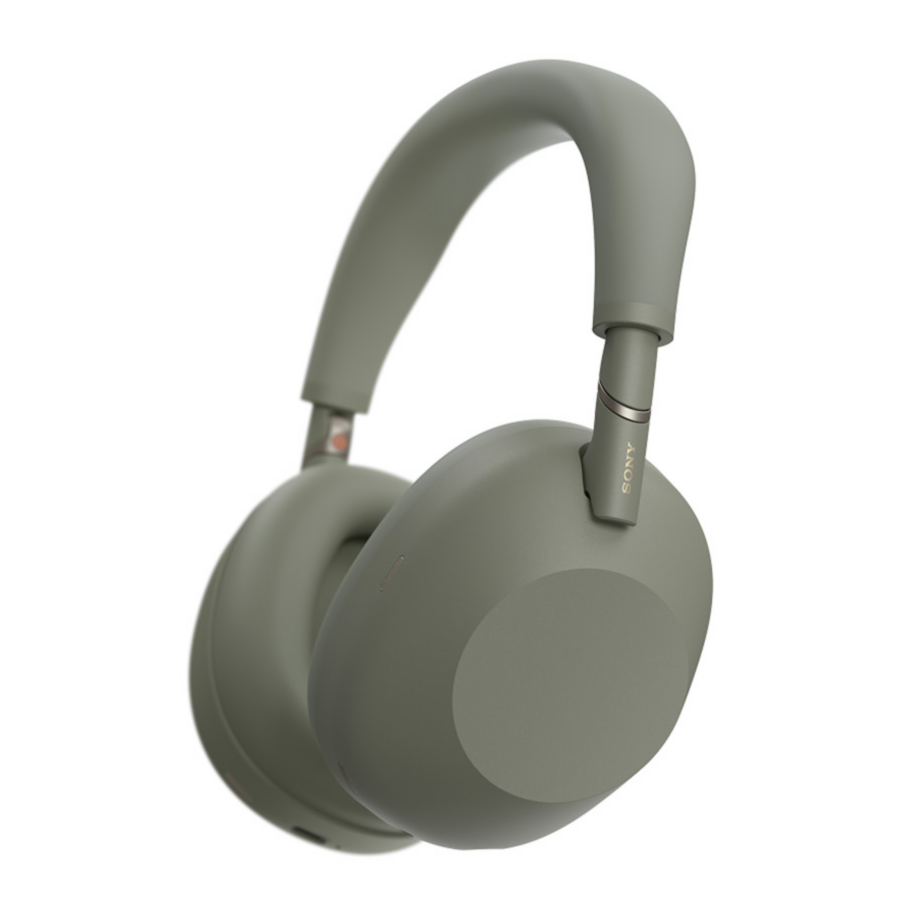 Olive Gray Sony WH-1000XM6 wireless headphones, side view