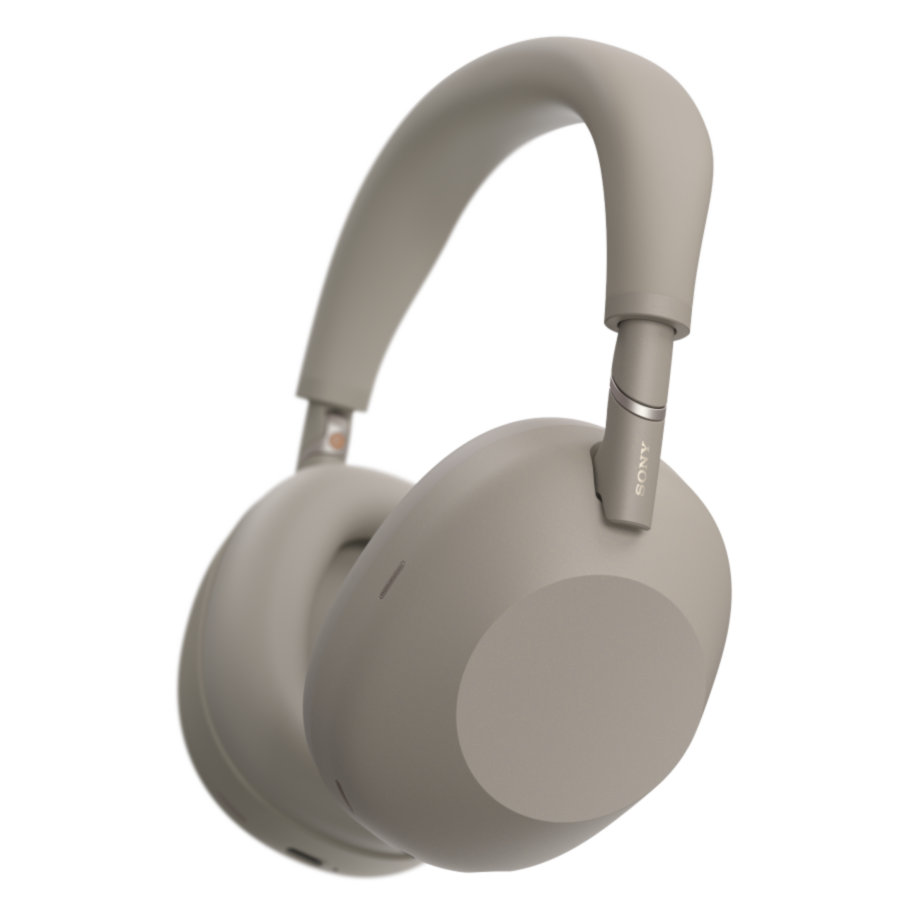 Sandstone Sony WH-1000XM6 wireless headphones, side view