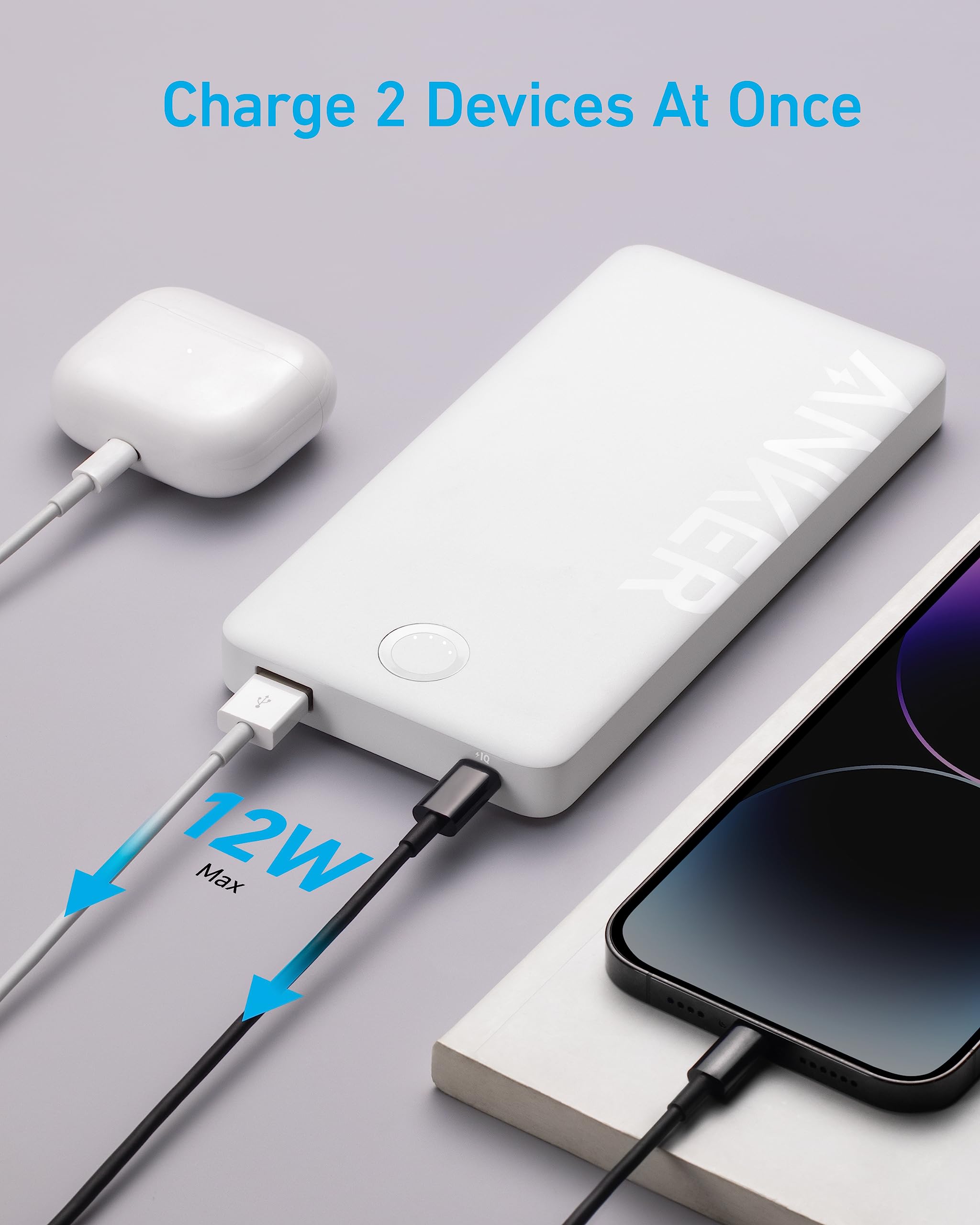 Anker 323 USB-C Power Bank (PowerCore PIQ)-Color: White---Ennap.com