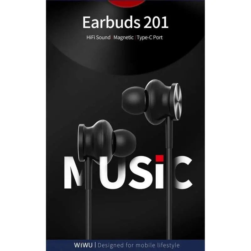 WiWU Type-C Earbuds 201 HiFi Wired Stereo Magnetic Earphones----Ennap.com