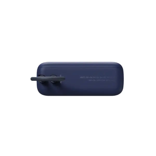 Xiaomi 33W Power Bank 10000mAh Blue top view with the cable tucked into its channel