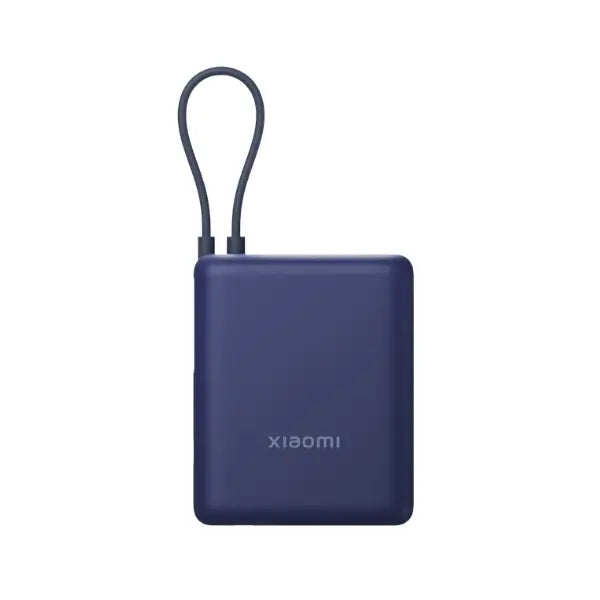 Xiaomi 33W Power Bank 10000mAh Blue front view with integrated USB-C cable