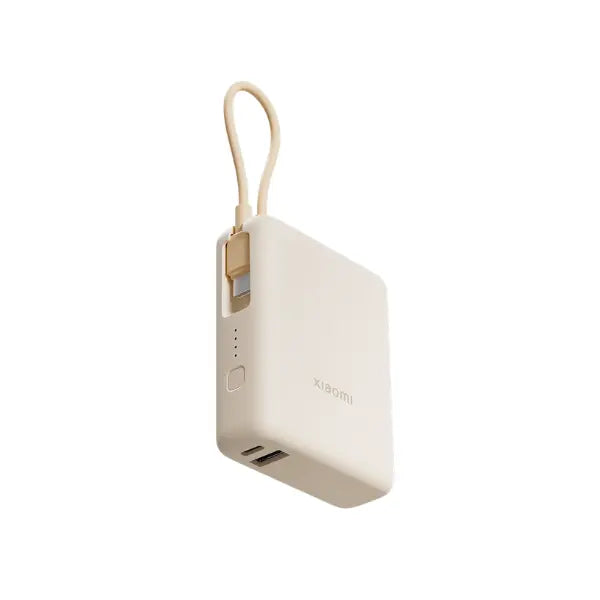 Xiaomi 33W Power Bank 10000mAh Tan angled view showing USB-C and USB-A ports