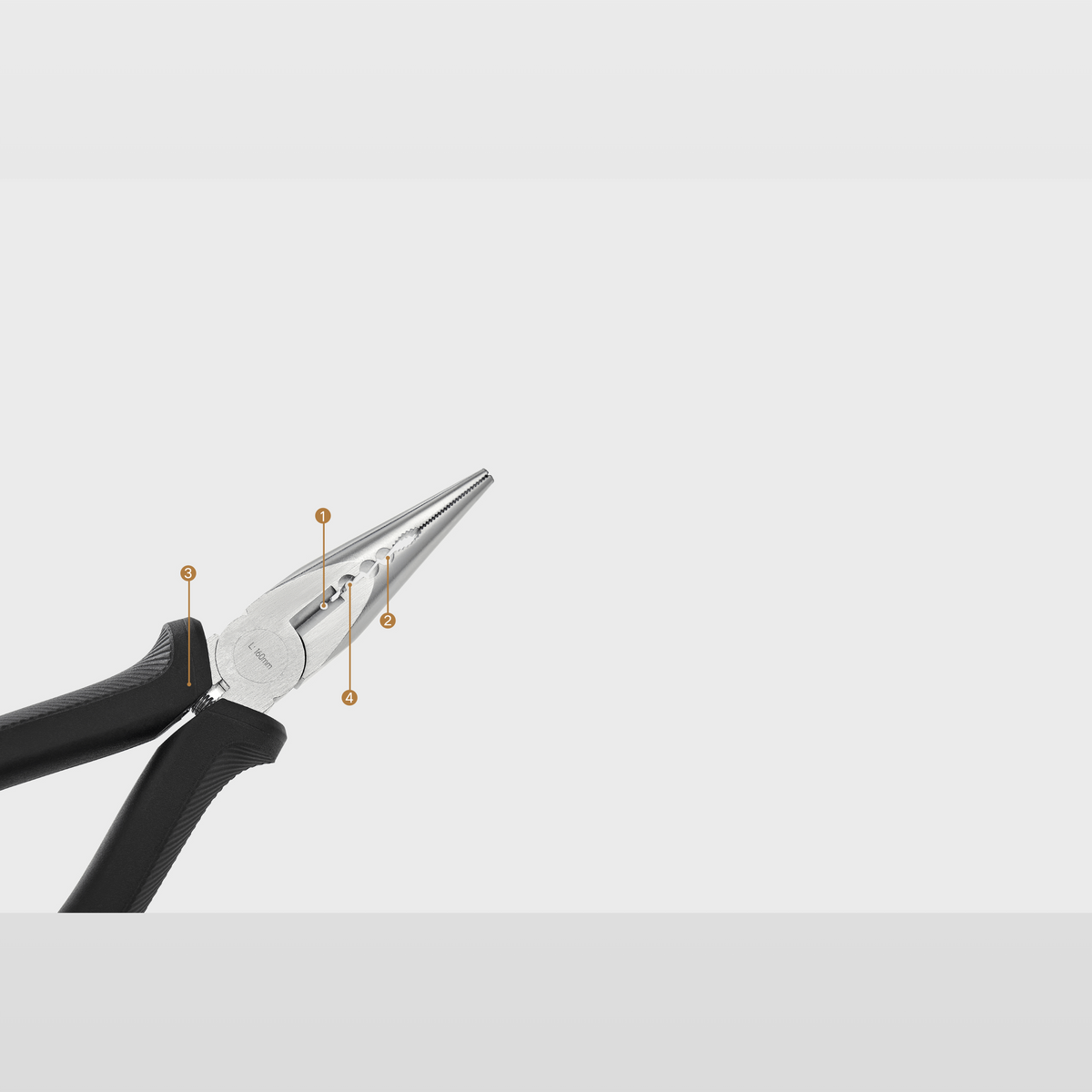Multi-purpose needle-nose pliers from the Xiaomi Mijia Tool Kit with rubber-coated handles and wire stripping slots