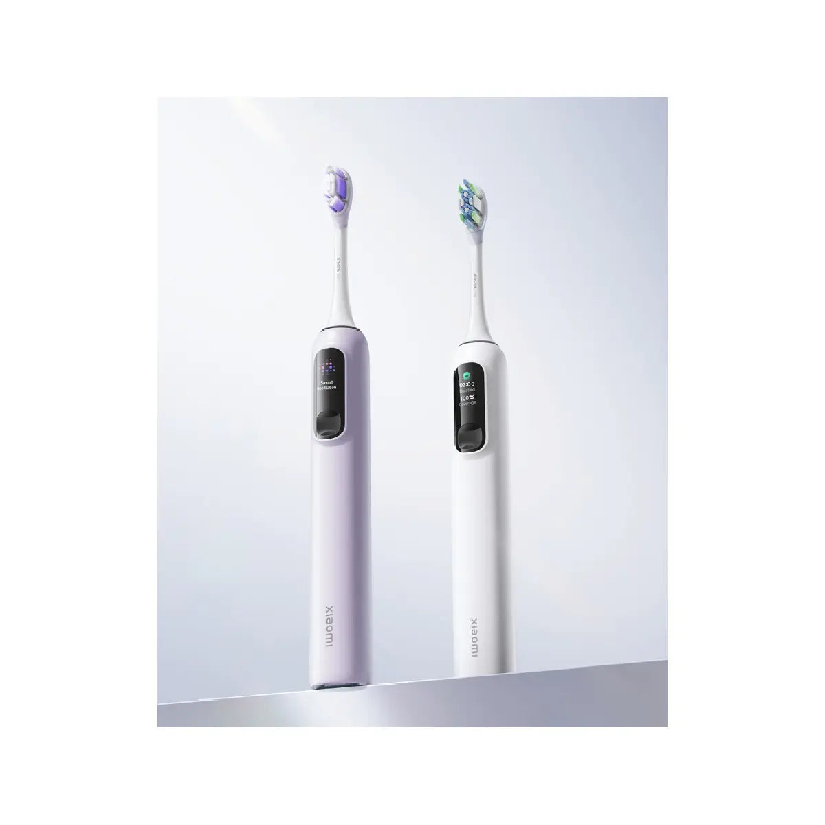 Xiaomi Oscillation Electric Toothbrush Pro in Purple and White side by side