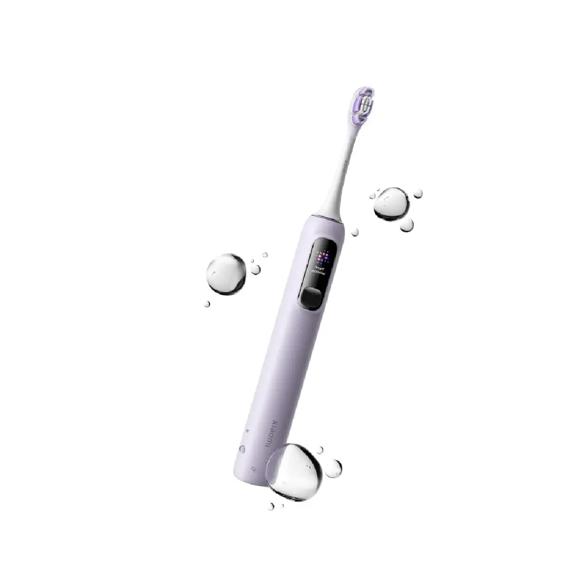 Xiaomi Oscillation Electric Toothbrush Pro in Purple seen at an angle with water droplets