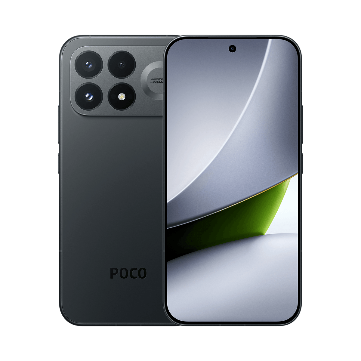 هاتف Xiaomi POCO F9 Pro بلون Black من الأمام والخلف