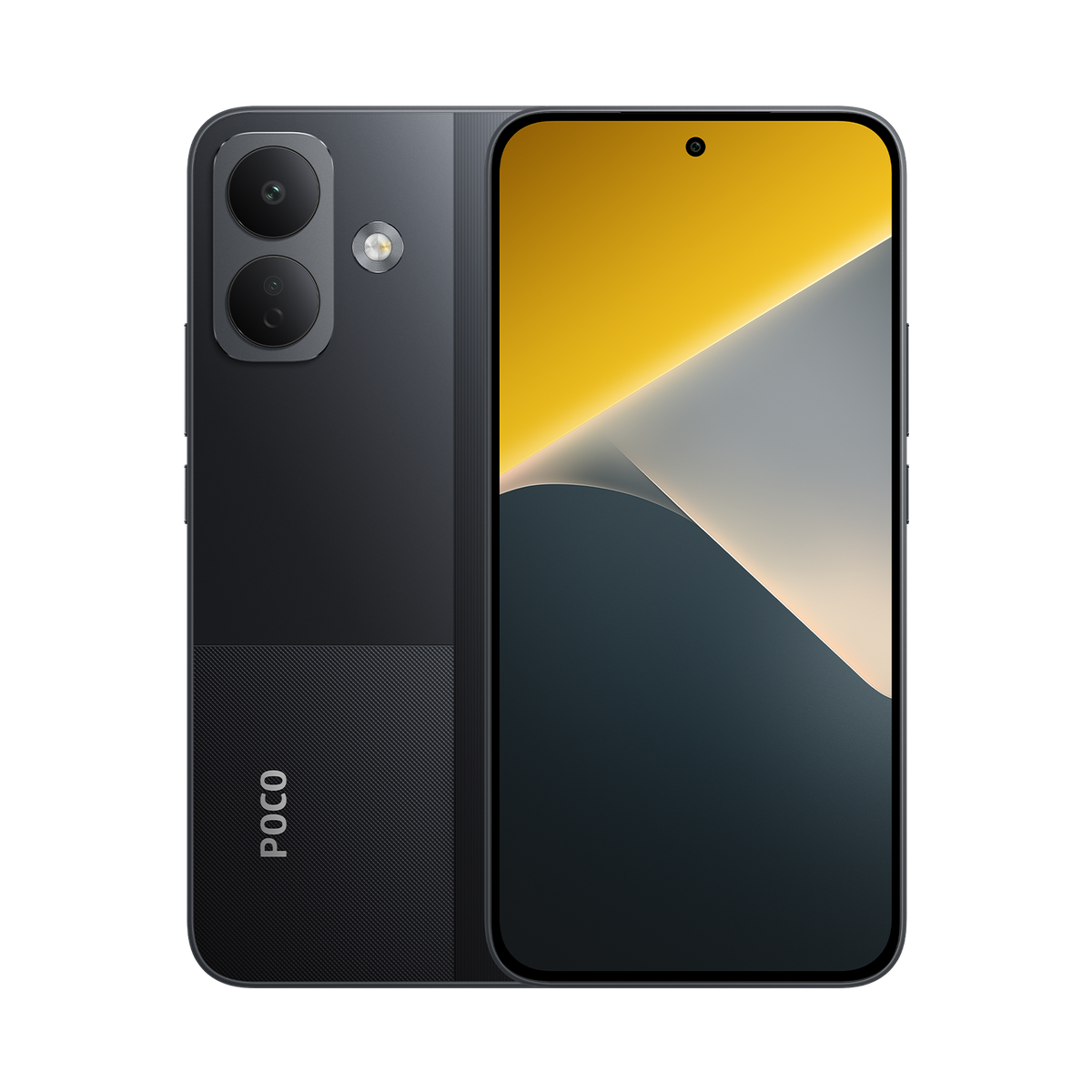 Xiaomi POCO X8 in Black, back and front view