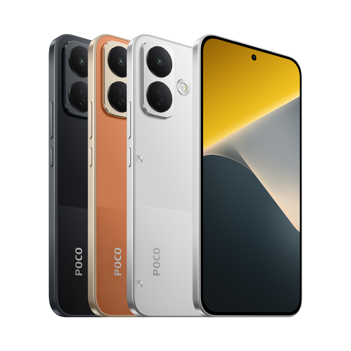 Xiaomi POCO X8 in Black, Orange and White