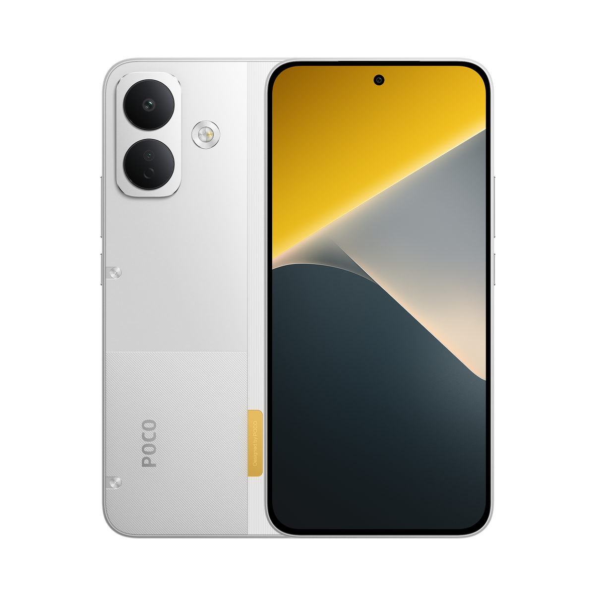 Xiaomi POCO X8 in White, back and front view