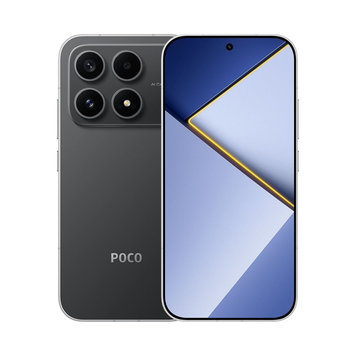 Xiaomi POCO X8s in Black, back and front view