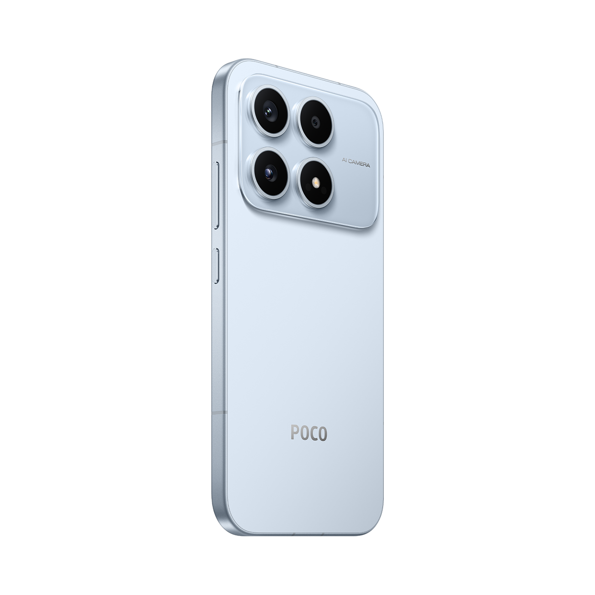 Blue Xiaomi POCO X8s back, side view