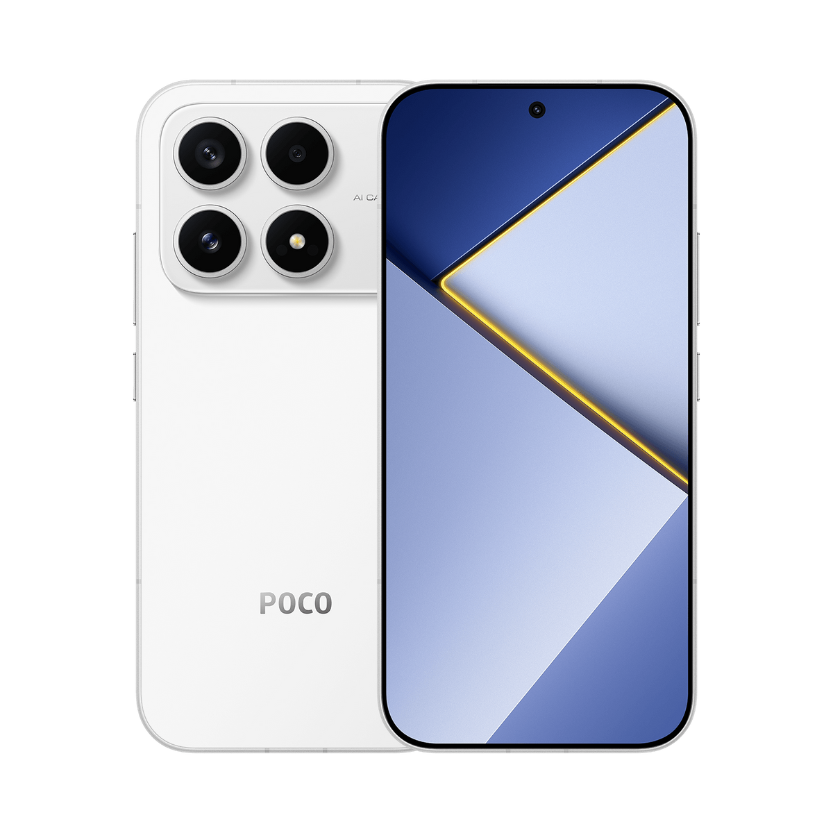 Xiaomi POCO X8s in White, back and front view
