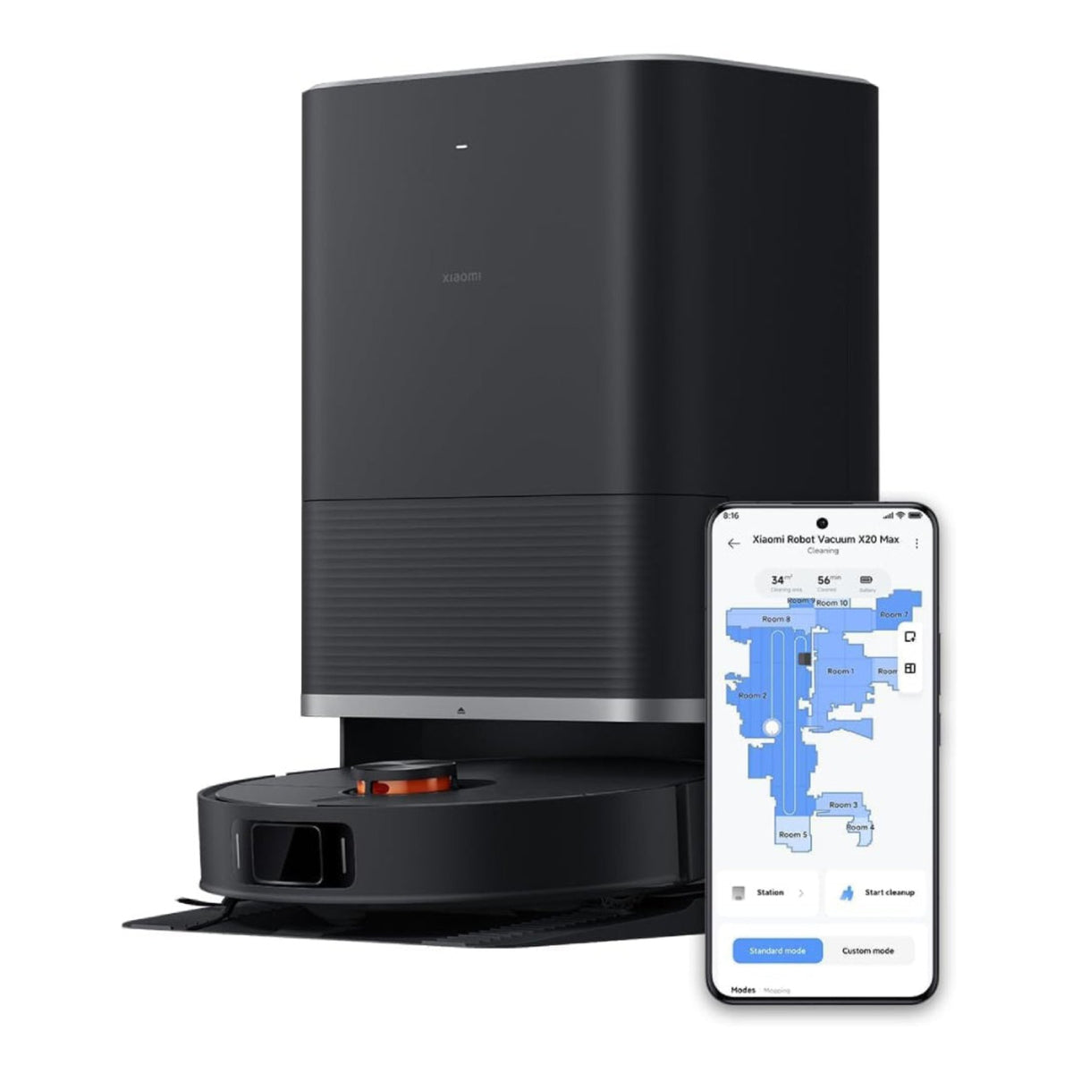 Xiaomi Robot Vacuum X20 Max with base station and Xiaomi Home app