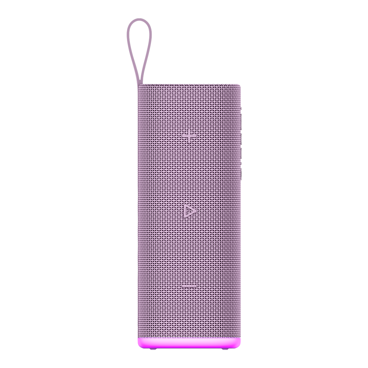 Xiaomi Sound Play 18W Bluetooth speaker in Purple, side view showing the volume and play buttons