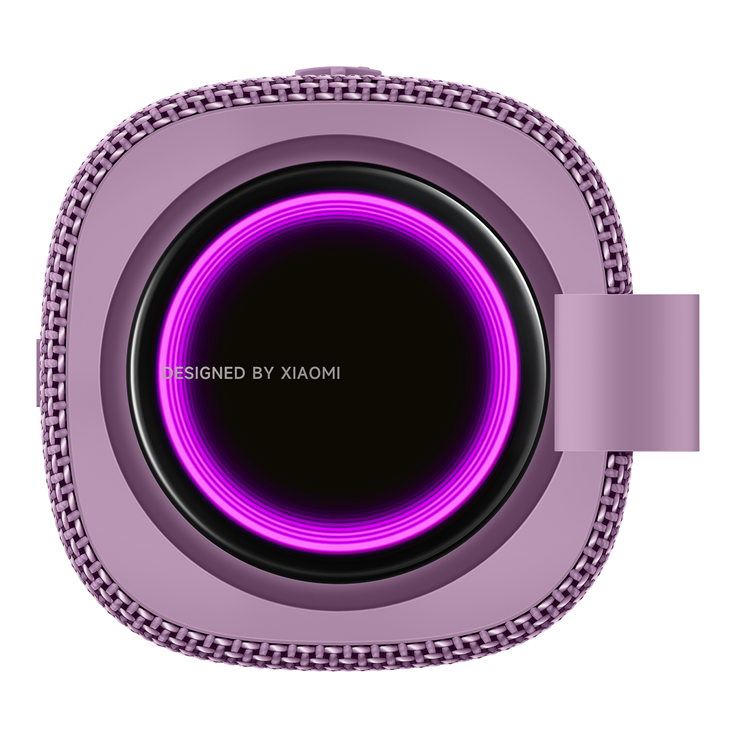 Xiaomi Sound Play 18W Bluetooth speaker in Purple, top view showing the infinity mirror light