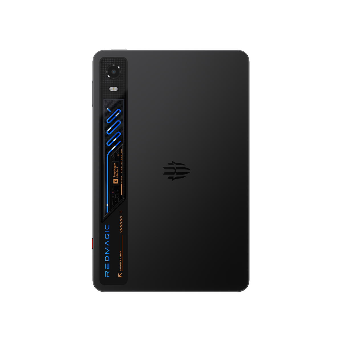 Back of the ZTE RedMagic Astra 2 in Eclipse Black showing the transparent AquaCore cooling window and the 13MP camera
